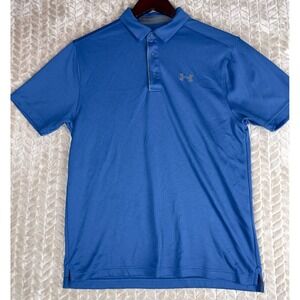 Under Armour Tech Polo Mens M Blue‎ Stretch 1290140 Short Sleeve Loose